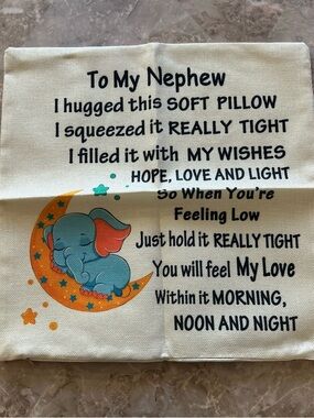 Amazon Kids Elephant Print Pillow Cover in White, Blue, Orange